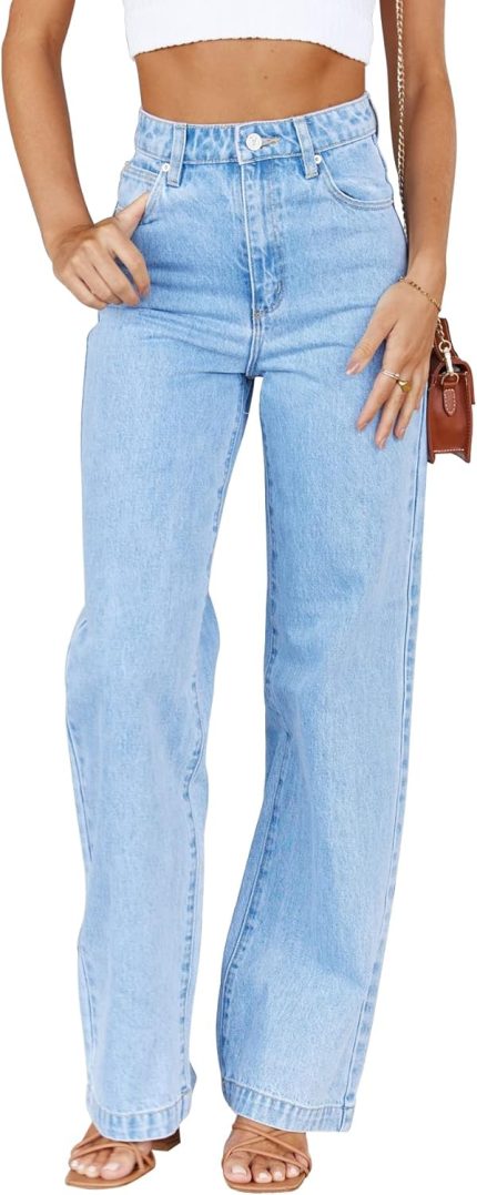 Women's High Waisted Jeans Boyfriend Baggy Straight Leg Casual Denim Pants