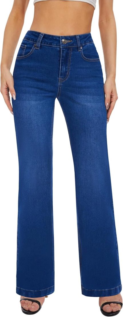 Women's High Waisted Wide Leg Baggy Stretch Denim Jeans