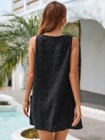 Women's Casual Sun Summer Dresses Swiss  Beach Cover Up V Neck Tank Dress with Pockets - Image 2