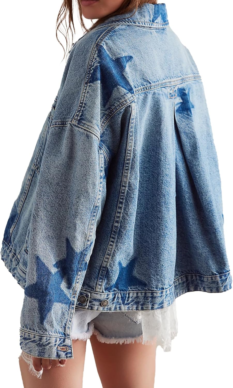 81ZAZkjrKpL._AC_SL1500_.jpg Women Casual Denim Jacket d Leopard Stars Printed Boyfriend Vintage Jean Jacket Coat with Pockets - Image 1
